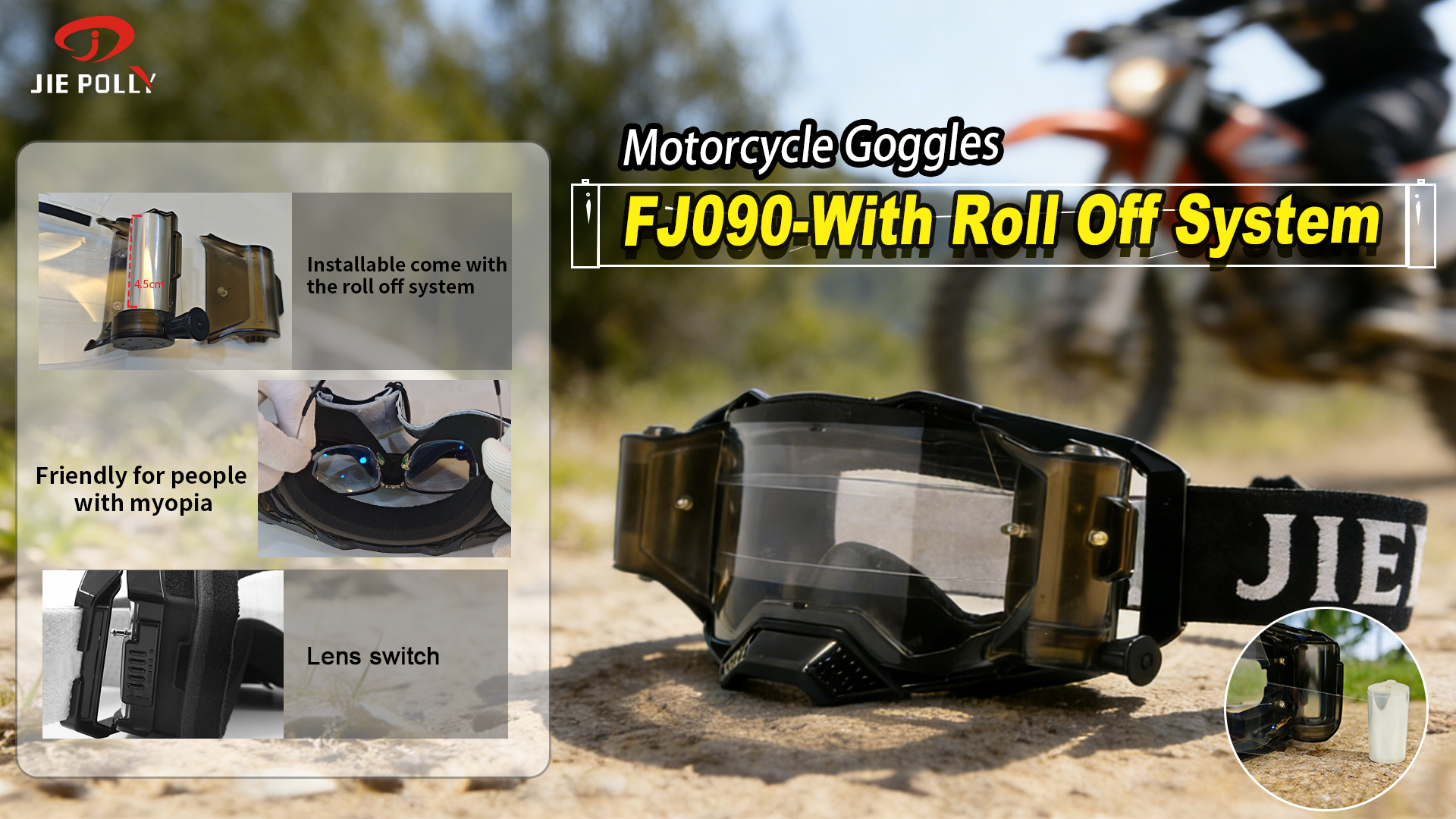 Motorcycle Goggles With Roll Off System