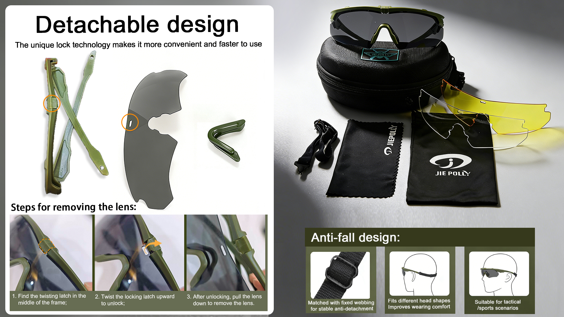 Detachable design Tactical Goggles