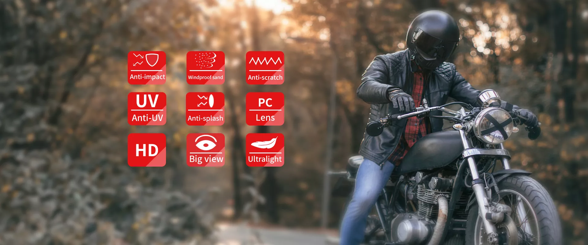 Características de las lentes para motocicletas